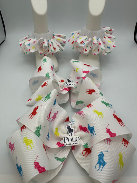 Polo Ruffle Sock & Hair Bow Set