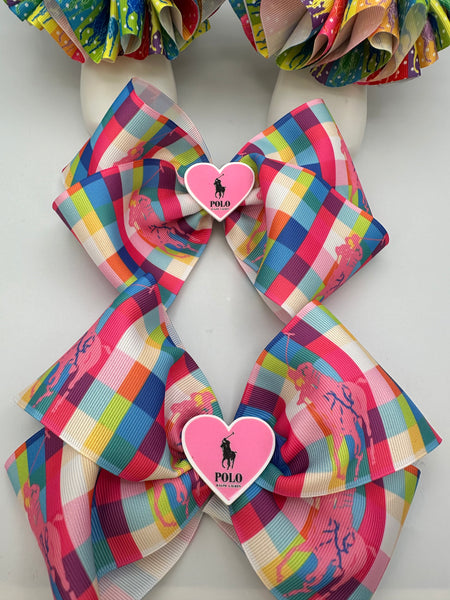 Pink Polo Ruffle Sock & Hair Bow Set