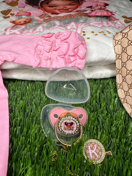 Personalized Bling Pacifier and Clip