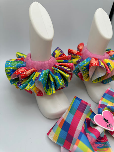 Pink Polo Ruffle Sock & Hair Bow Set