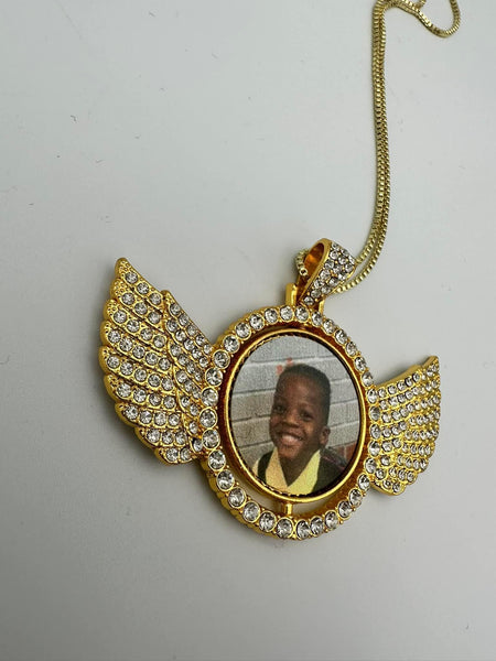 Double Sided Memorial Necklace w/wings