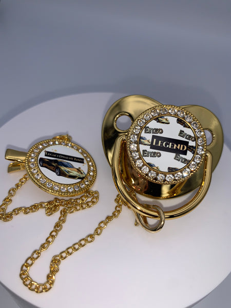 Personalized Bling Pacifier and Clip