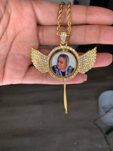 Double Sided Memorial Necklace w/wings