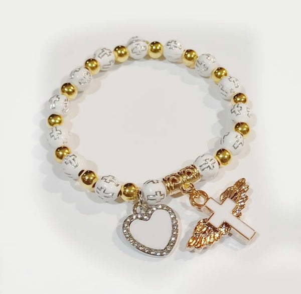 Custom Photo Heart Charm Bracelet – Angel Protection Beads