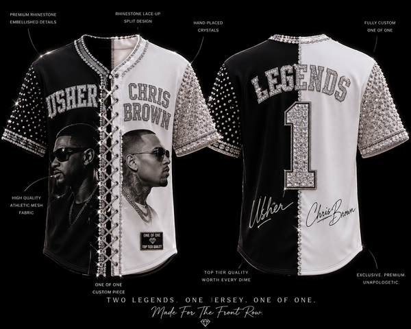 Custom Usher x Chris Brown Rhinestone Jersey | Concert Outfit | Luxury Glitter & Bling Baseball Jersey | One of One