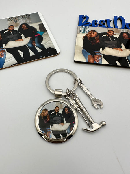 Dad Tool Keychain – Custom Photo Keychain or Engraved “Dad” Charm | Father’s Gift