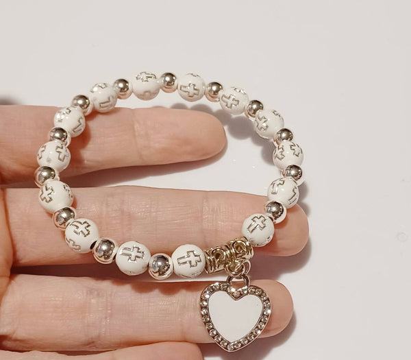 Custom Photo Heart Charm Bracelet – Angel Protection Beads