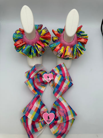 Pink Polo Ruffle Sock & Hair Bow Set