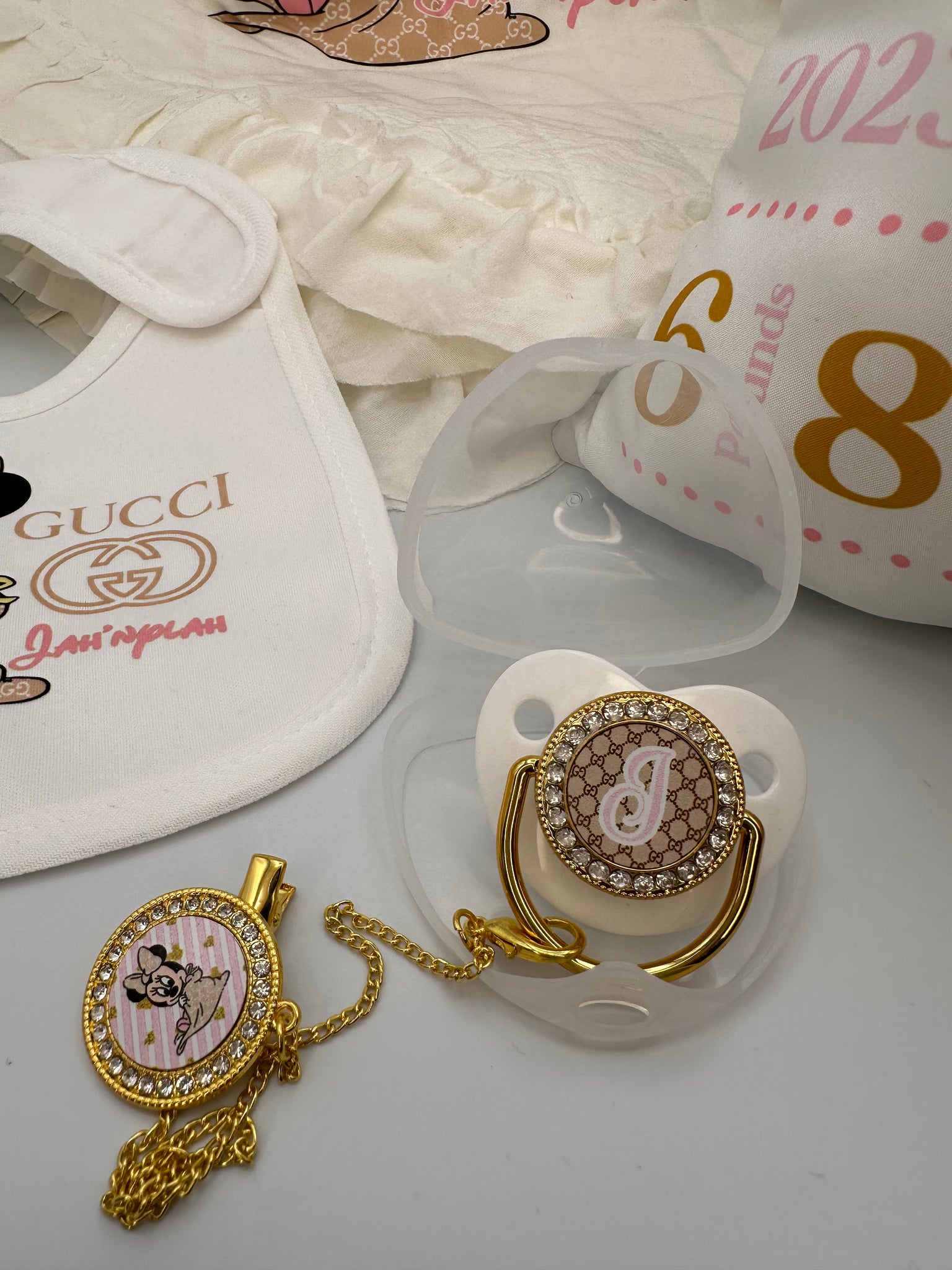 Personalized Bling Pacifier and Clip