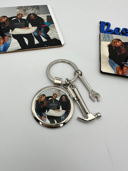 Dad Tool Keychain – Custom Photo Keychain or Engraved “Dad” Charm | Father’s Gift