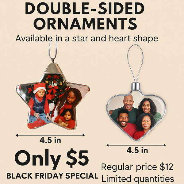 Personalized Double-Sided Photo Ornaments – Black Friday Special