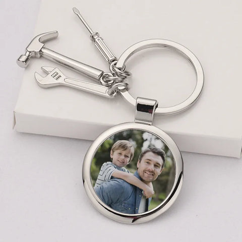 Dad Tool Keychain – Custom Photo Keychain or Engraved “Dad” Charm | Father’s Gift