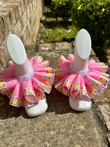 Pink Pencil School Ruffle Anklet Socks