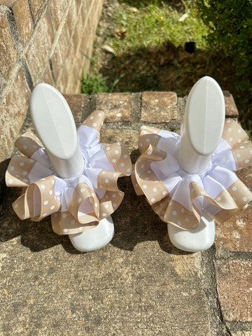 Tan and white polka dot ruffle anklets