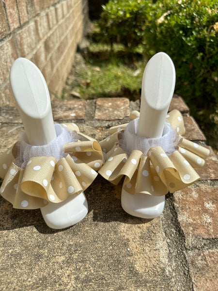 Tan polka dot ruffle anklets