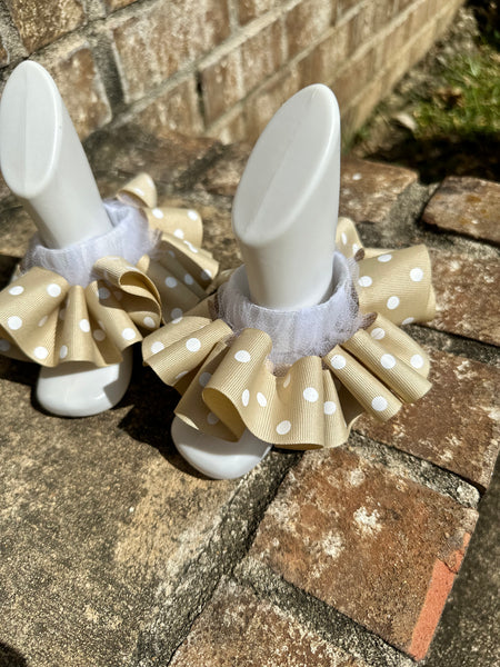Tan polka dot ruffle anklets