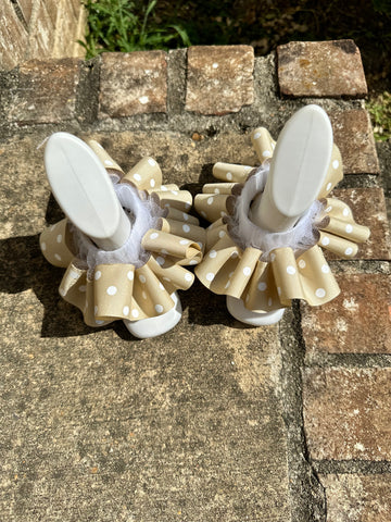 Tan polka dot ruffle anklets