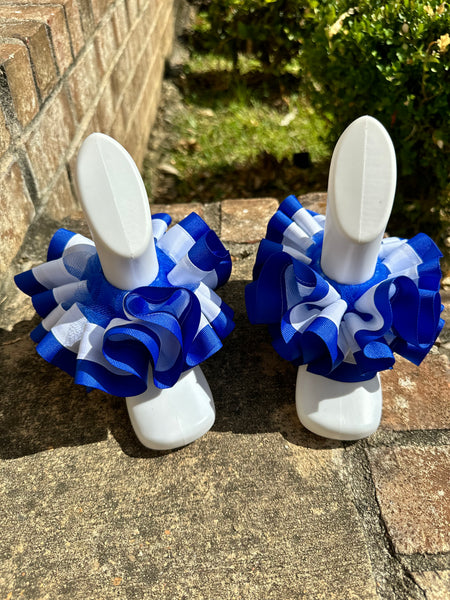 Blue and White Ruffle Anklet Socks