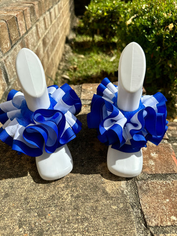 Blue and White Ruffle Anklet Socks