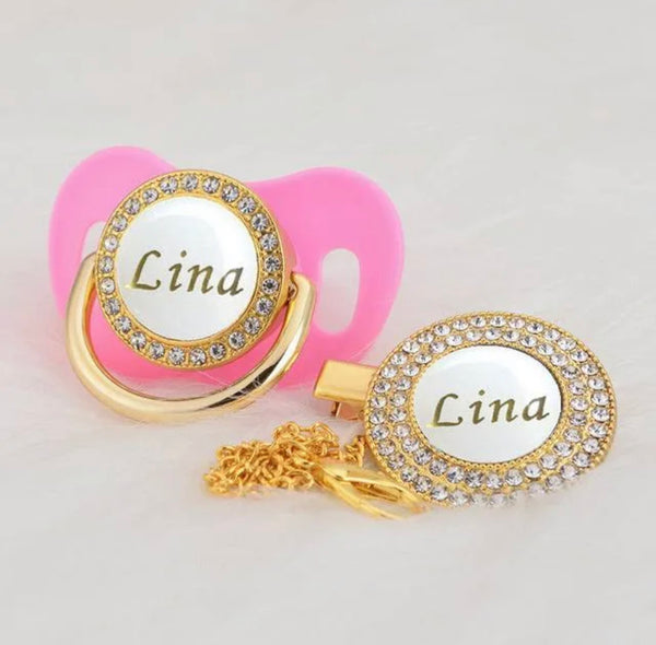 Personalized Bling Pacifier and Clip