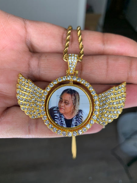 Double Sided Memorial Necklace w/wings